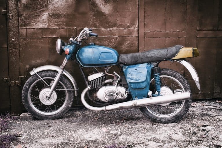 Old Blue Motorcycle.