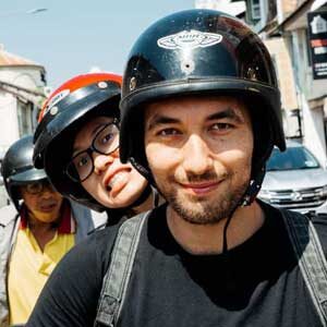 daniel and sarah on motorcycle