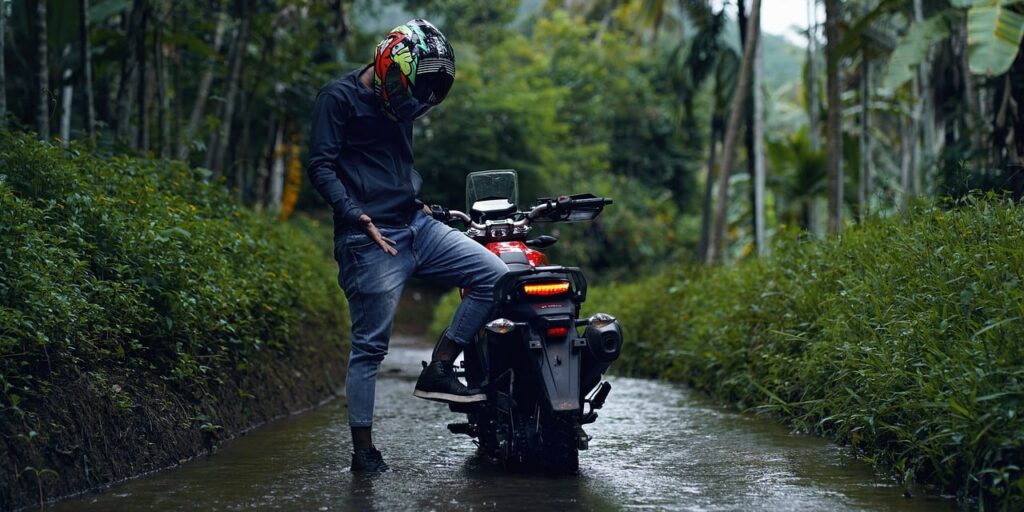 motorcycle in rain