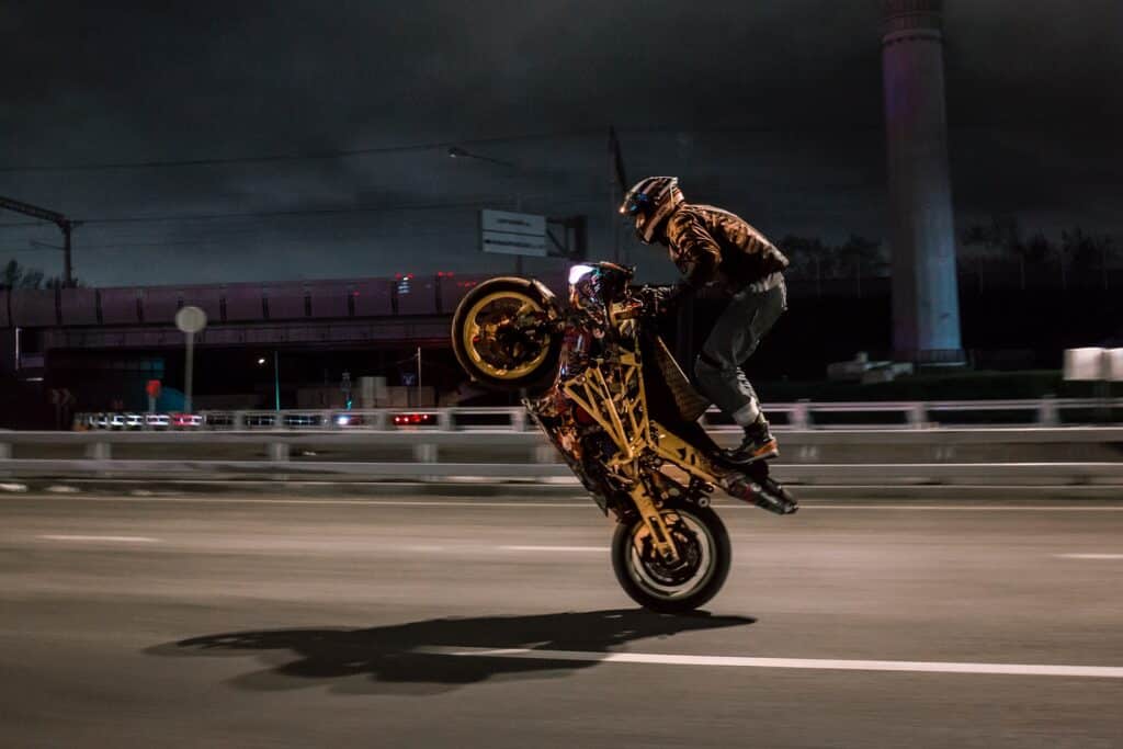 riding motorcycle at night 